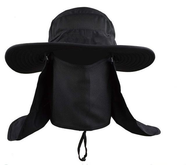 Wide Brim Bucket UV Protection Face Neck Cover Polyester Flap Hat with Rope-Hats-Innovato Design-Army Green-Innovato Design