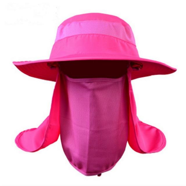 Wide Brim Bucket UV Protection Face Neck Cover Polyester Flap Hat with Rope-Hats-Innovato Design-Army Green-Innovato Design