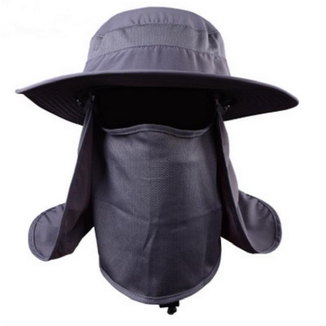 Wide Brim Bucket UV Protection Face Neck Cover Polyester Flap Hat with Rope-Hats-Innovato Design-Army Green-Innovato Design