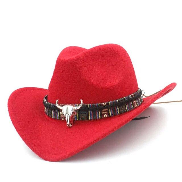 Metal Bull Skull Cowboy Hat with Colorful Patterned Band-Hats-Innovato Design-Red-Innovato Design