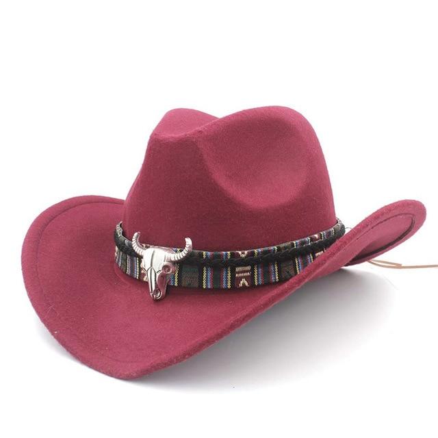 Metal Bull Skull Cowboy Hat with Colorful Patterned Band-Hats-Innovato Design-Beige-Innovato Design