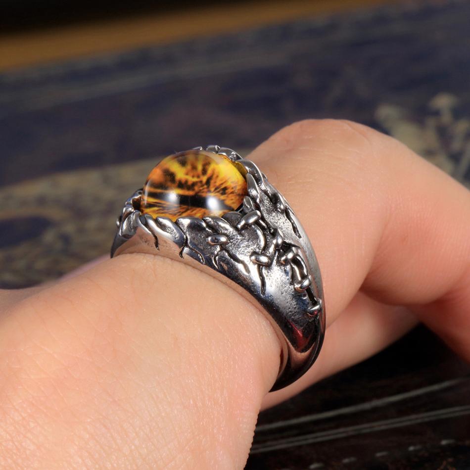 Black Shadow Reptile Devil Eye 316L Stainless Steel Biker Ring-Rings-Innovato Design-8-Innovato Design