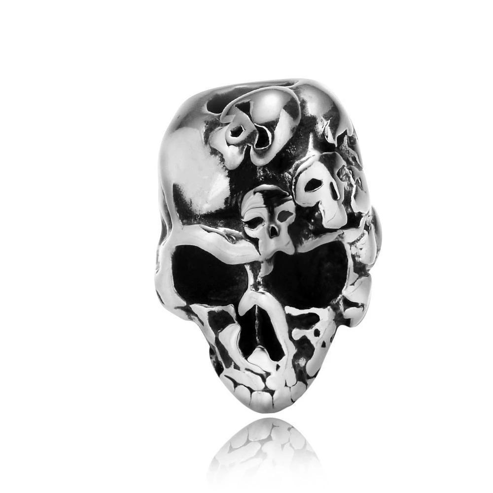 Natural Brown Wood and Iron Stone Skulls Bracelet for Men-Skull Bracelet-Innovato Design-6.7-Innovato Design