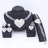 Crystal and Rhinestone Heart Necklace, Bracelet, Earrings & Ring Wedding Statement Jewelry Set