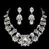 Crystal and Flower Tiara, Necklace & Earrings Wedding Jewelry Set-Jewelry Sets-Innovato Design-Innovato Design