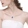 925 Sterling Silver Star Ring Wrap-around Crystal Heart of The Ocean Pendant Necklace