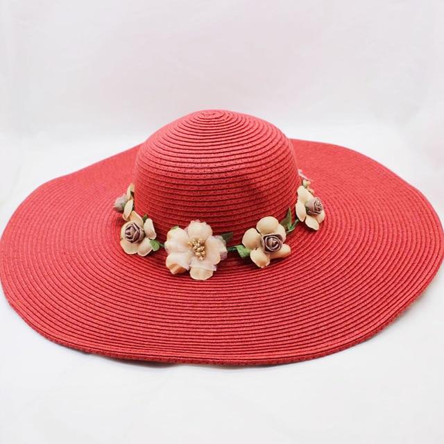 Floppy Wide Brim Sun Hat with Organza Flowers-Hats-Innovato Design-Red-Innovato Design
