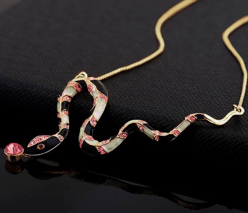 Snake Necklace with Red Australian Rhinestone-Necklaces-Innovato Design-Innovato Design