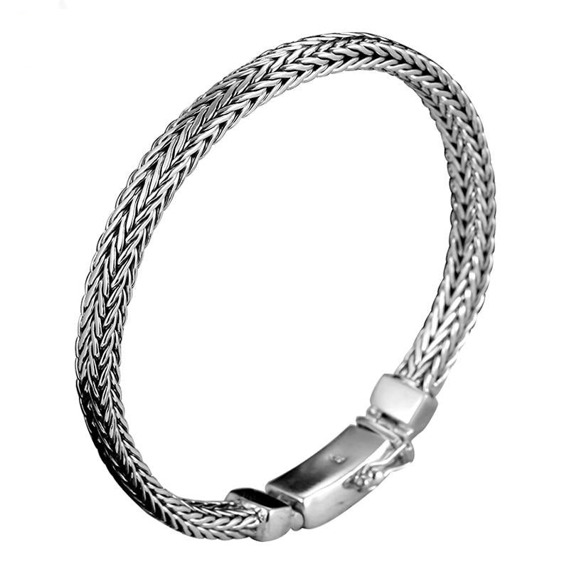 Weaved 925 Sterling Silver Handmade Vintage Punk Fashion Bracelet-Bracelets-Innovato Design-Innovato Design
