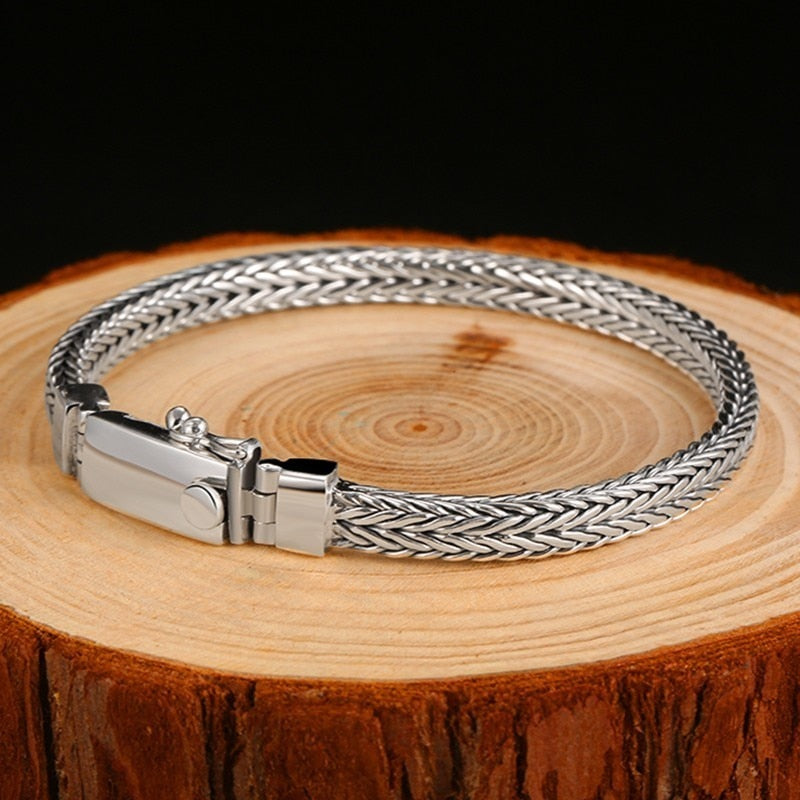 Weaved 925 Sterling Silver Handmade Vintage Punk Fashion Bracelet-Bracelets-Innovato Design-Innovato Design