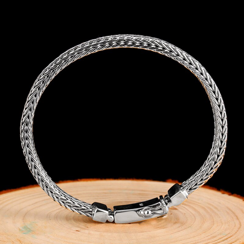 Weaved 925 Sterling Silver Handmade Vintage Punk Fashion Bracelet-Bracelets-Innovato Design-Innovato Design