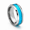 Tungsten Rings with Hawaiian Blue Opal Inlay and Beveled Edge-Rings-Innovato Design-5-6mm-Innovato Design