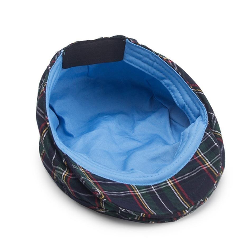 Vintage Casual Plaid Cotton Gatsby Flat Cap-Hats-Innovato Design-Blue-Innovato Design