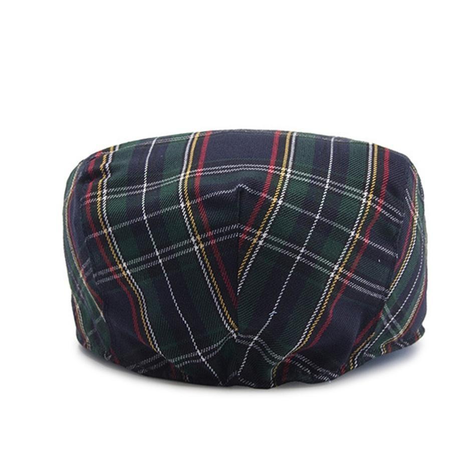 Vintage Casual Plaid Cotton Gatsby Flat Cap-Hats-Innovato Design-Blue-Innovato Design