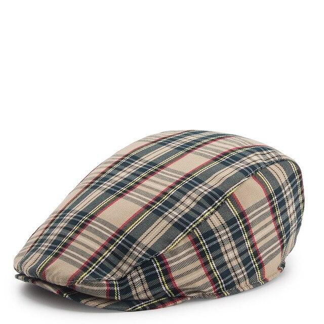 Vintage Casual Plaid Cotton Gatsby Flat Cap-Hats-Innovato Design-Khaki-Innovato Design