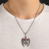 Angel Wings Steel Cross with Ruby Crystals and Chain Necklace - InnovatoDesign