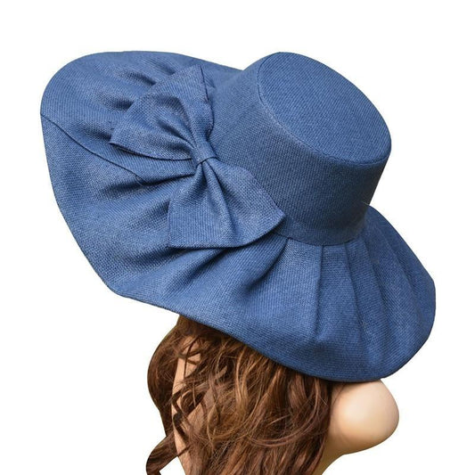 Floppy Wide Brim Linen Sun Hat with Bow-Hats-Innovato Design-Beige-Innovato Design