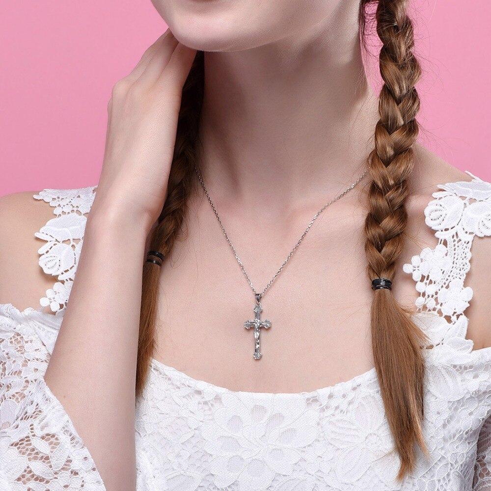 925 Sterling Silver Abstract Jesus Christ Catholic Cross Pendant Necklace-Necklaces-Innovato Design-Innovato Design