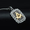 Paved Crystal Square Freemason Bling Stainless Steel Hip-hop Pendant Necklace