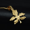 Gold-Plated Cannabis Maple Leaf Bling Stainless Steel Hip-hop Pendant Necklace