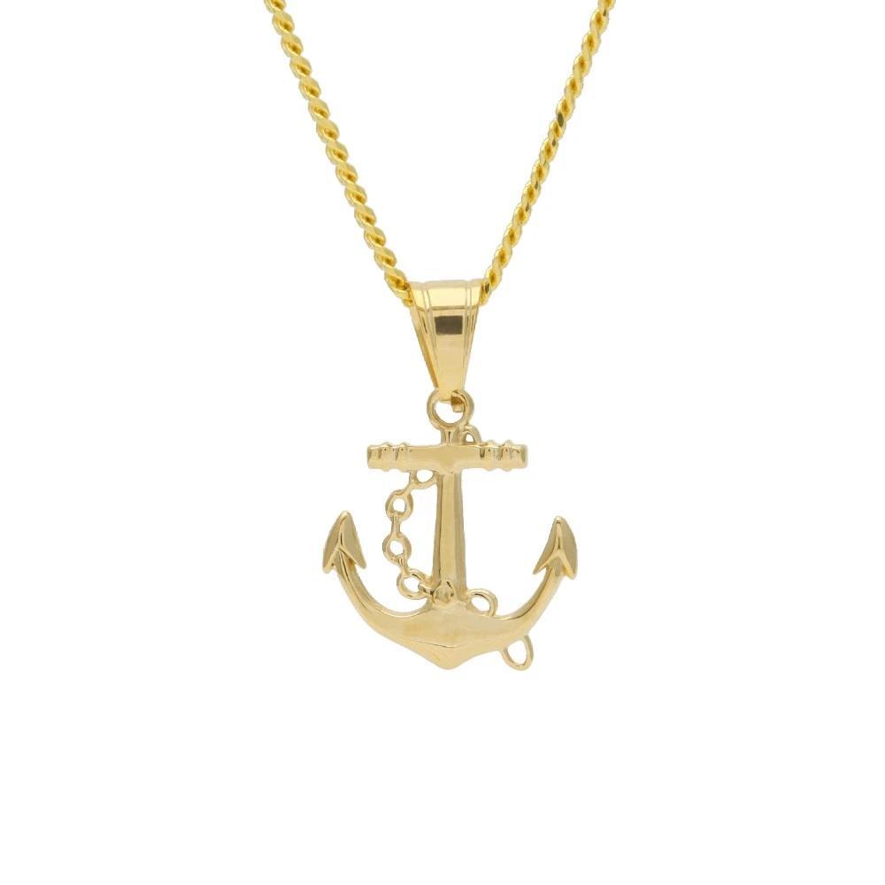 Golden Nautical Anchor and Chain Pendant Necklace-Necklaces-Innovato Design-Innovato Design