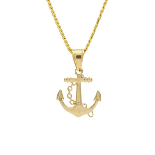 Golden Nautical Anchor and Chain Pendant Necklace-Necklaces-Innovato Design-Innovato Design