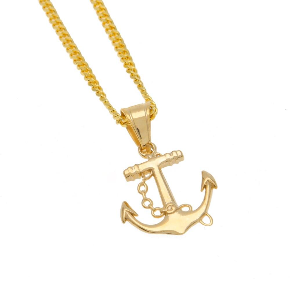 Golden Nautical Anchor and Chain Pendant Necklace-Necklaces-Innovato Design-Innovato Design