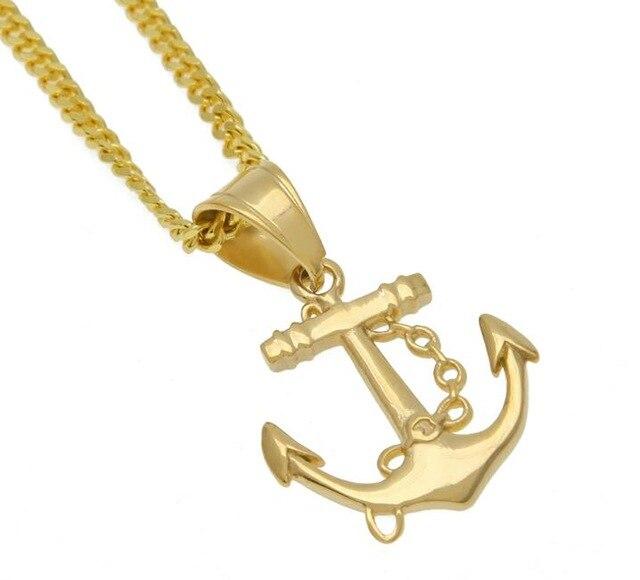 Golden Nautical Anchor and Chain Pendant Necklace-Necklaces-Innovato Design-Innovato Design
