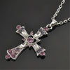 Silver Crystal Stone Holy Cross Jerusalem Pendant Necklace - InnovatoDesign