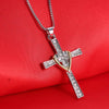 Two-Tone Silver and Gold Jeweled Cross Pendant Necklace - InnovatoDesign
