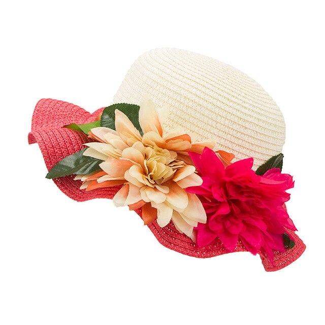 Mother-Daughter Floppy Large Brim Straw Sun Hat with Flowers-Hats-Innovato Design-Beige-Adult-Innovato Design