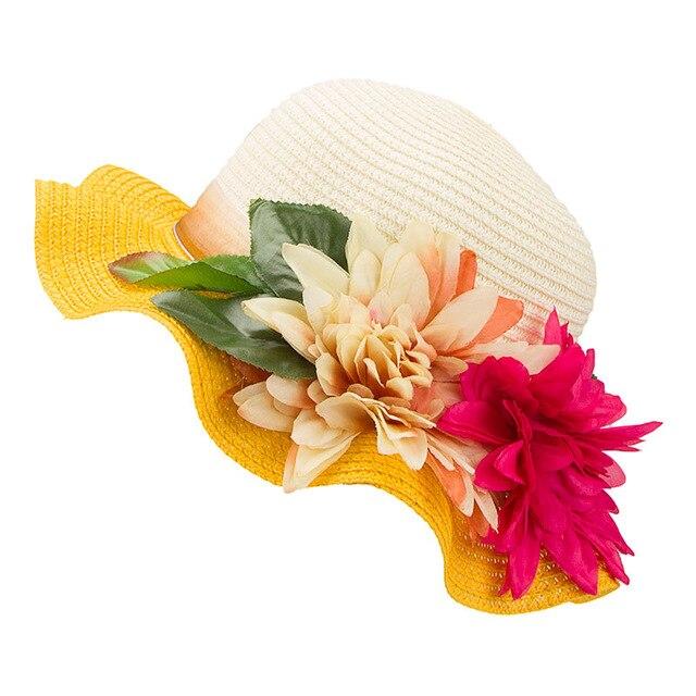 Mother-Daughter Floppy Large Brim Straw Sun Hat with Flowers-Hats-Innovato Design-Beige-Adult-Innovato Design