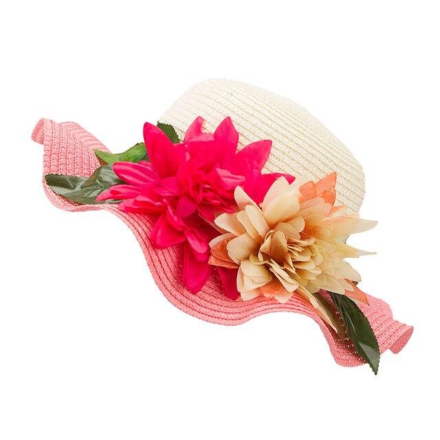Mother-Daughter Floppy Large Brim Straw Sun Hat with Flowers-Hats-Innovato Design-Beige-Adult-Innovato Design