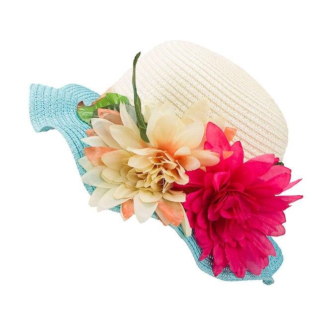 Mother-Daughter Floppy Large Brim Straw Sun Hat with Flowers-Hats-Innovato Design-Beige-Adult-Innovato Design