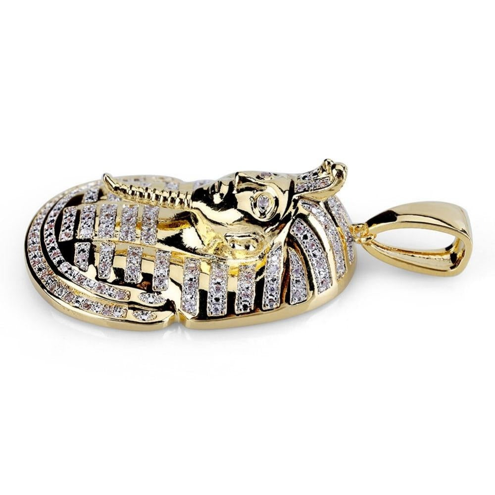 Egyptian Pharaoh Cubic Zirconia Gold-Plated Stainless Steel Hip-Hop Pendant Necklace-Necklaces-Innovato Design-24icnh-Cuban Chain-Innovato Design