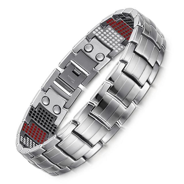 0.78inch Wide Silver Germanium Magnetic Bracelet with Large and Small Magnets-Bracelets-Innovato Design-Innovato Design