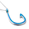 925 Sterling Silver Blue Opal Fish Hook Pendant Necklace