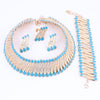 Crystal Steel Strips Necklace, Bracelet, Earrings & Ring Wedding Jewelry Set-Jewelry Sets-Innovato Design-Blue-Innovato Design