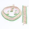 Crystal Steel Strips Necklace, Bracelet, Earrings & Ring Wedding Jewelry Set-Jewelry Sets-Innovato Design-Green-Innovato Design