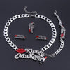 Crystal Red Sexy Lip, Enameled Lipstick, Kiss & Make Up Necklace, Bracelet, Earrings & Ring Wedding Jewelry Set