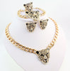 Gold-Plated Leopard Head Crystal Necklace, Bracelet, Earrings & Ring Wedding Statement Jewelry Set