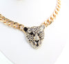 Gold-Plated Leopard Head Crystal Necklace, Bracelet, Earrings & Ring Wedding Statement Jewelry Set