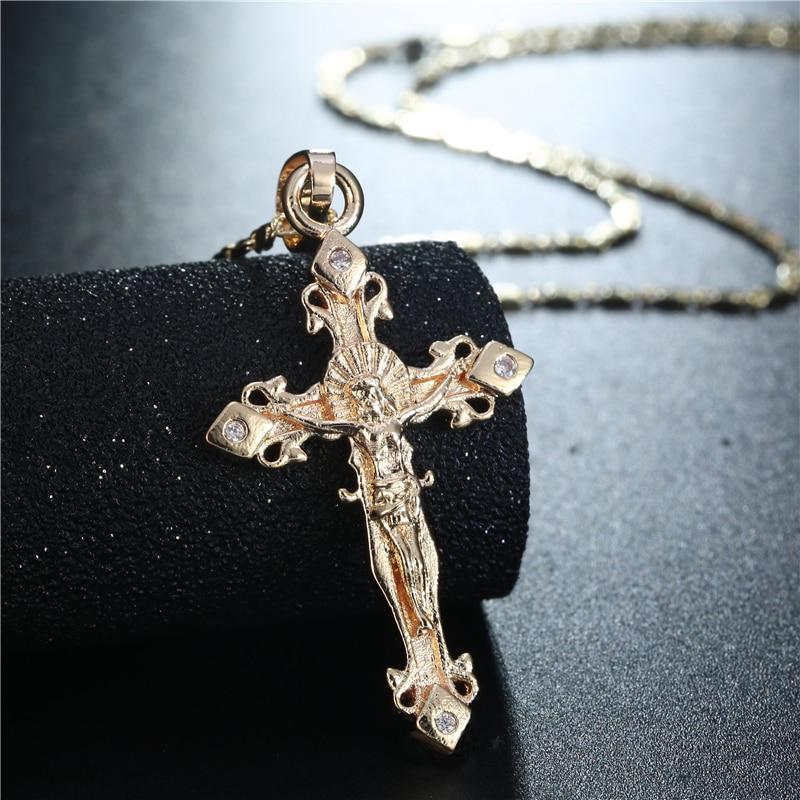 Golden Jesus Christ Crucifix Pendant with Diamond Accent-Necklaces-Innovato Design-Innovato Design