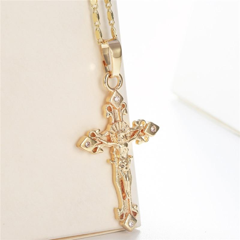 Golden Jesus Christ Crucifix Pendant with Diamond Accent-Necklaces-Innovato Design-Innovato Design
