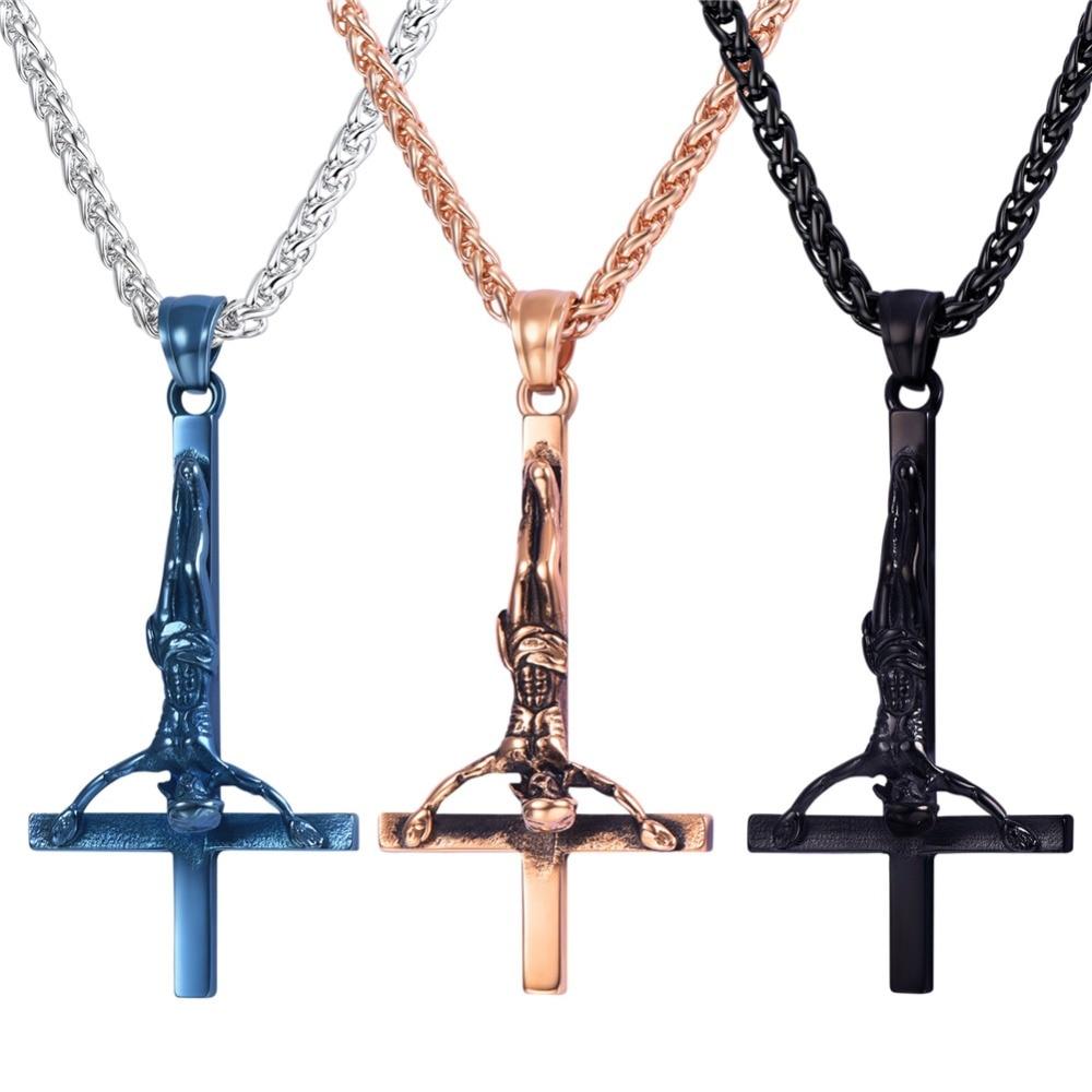 Upside Down/ Inverted of St. Peter Cross Pendant Necklace-Necklaces-Innovato Design-Silver-Innovato Design