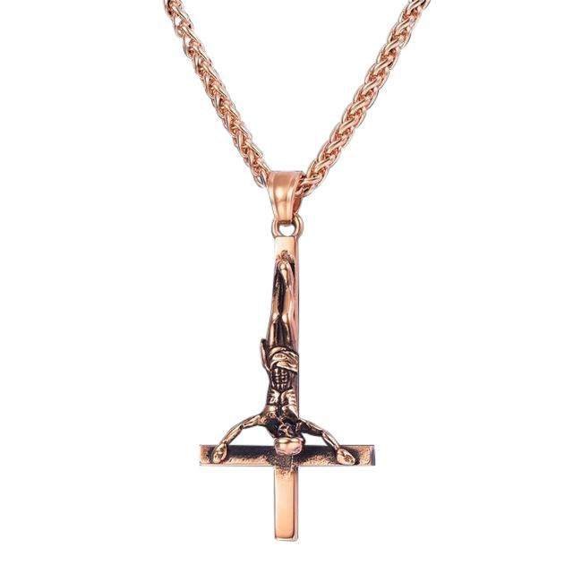 Upside Down/ Inverted of St. Peter Cross Pendant Necklace-Necklaces-Innovato Design-Rose Gold-Innovato Design