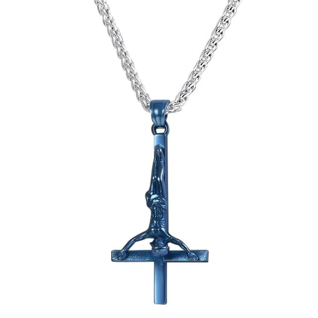 Upside Down/ Inverted of St. Peter Cross Pendant Necklace-Necklaces-Innovato Design-Blue-Innovato Design