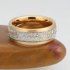 Gold Tungsten Carbide in Meteorite Inlay with Golden Arrow Wedding Band-Rings-Innovato Design-7-Innovato Design