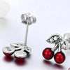 925 Sterling Silver Red Cherry Stud Earrings with Zirconia Crystal