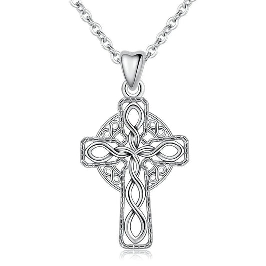 925 Sterling Silver Fine Irish Celtic Cross Infinity Knot Pendant Necklace-Necklaces-Innovato Design-Innovato Design